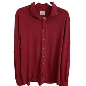 Emanuel Berg Shirt Mens XXL Red Modern Fit Long Sleeve Button Up Cotton Stretch